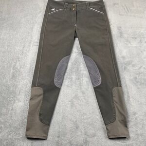 Piper SmartPak Women 30L Riding Breeches Gray Knee Patch Equestrian Pants